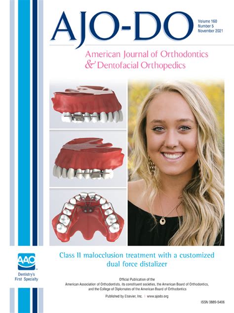 'American Journal of Orthodontics and Dentofacial Orthopedics' (AJODO)는 교정학 및 안면 교정 분야의 권위 있는 학술지 발췌 사진