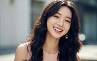 치아 미백으로 환하게 웃고있는 환자의 모습 예시