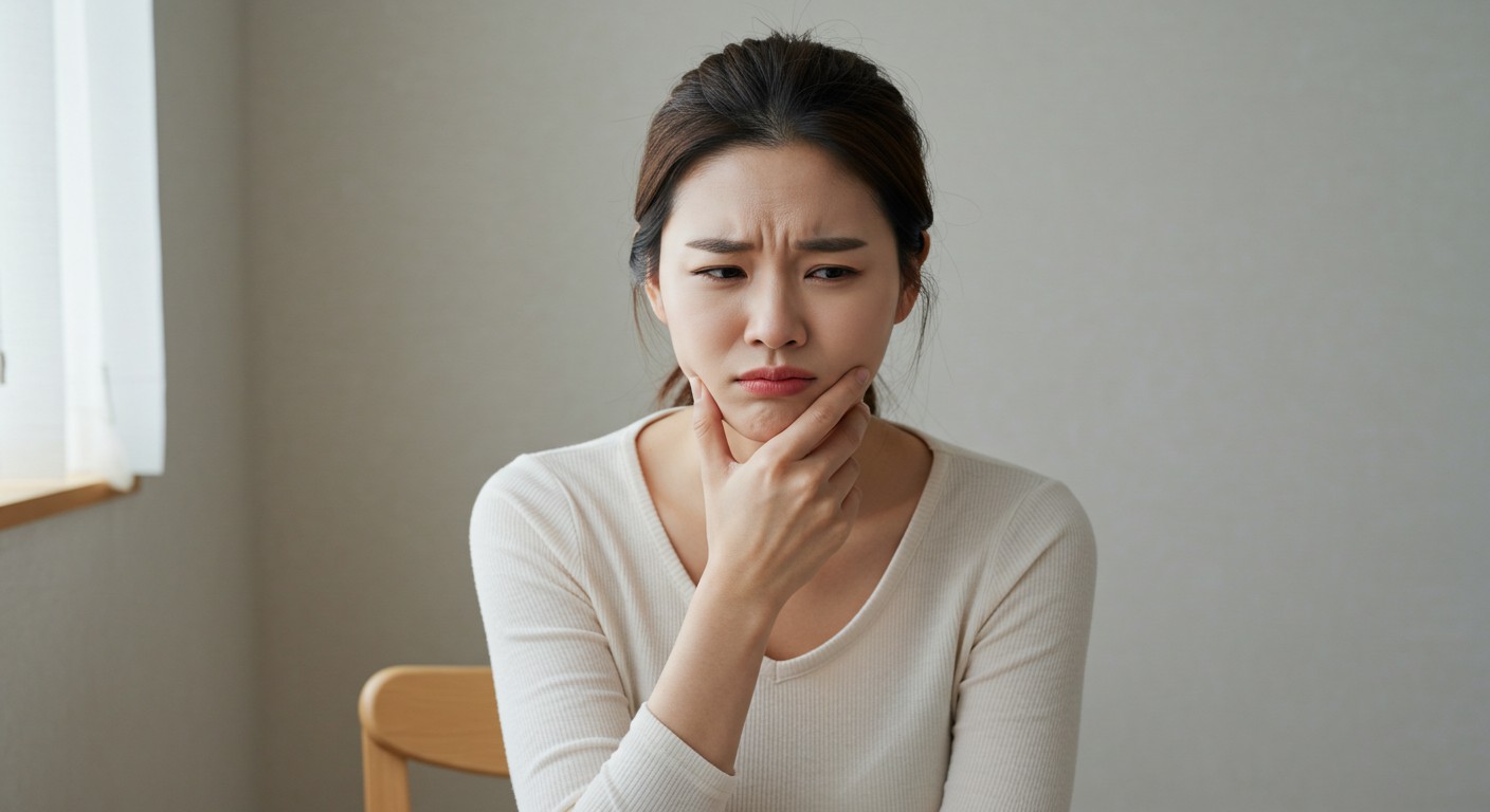 치과 공포증 (7) 어린 시절 겪었던 아프고 힘들었던 치과 치료의 기억으로 힘들어하는 여성