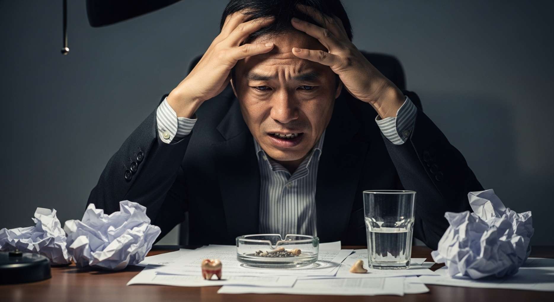 스트레스로 인한 이빠짐 (3) 스트레스를 받고있는 중년남성