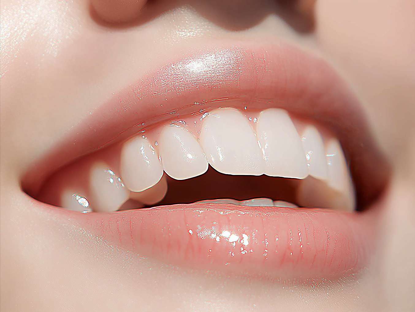 투명한 치아 법랑질 부식 (6) 치아가 투명해지는 것은 법랑질 부식때문일수 있는것을 보여주는앞니 ㅇ사진