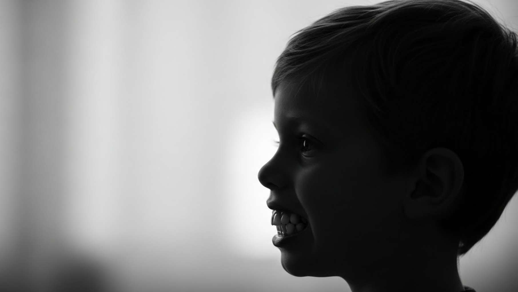 손가락 빠는 습관으로 인해 입이 튀어나온 돌출입 어린이 옆모습