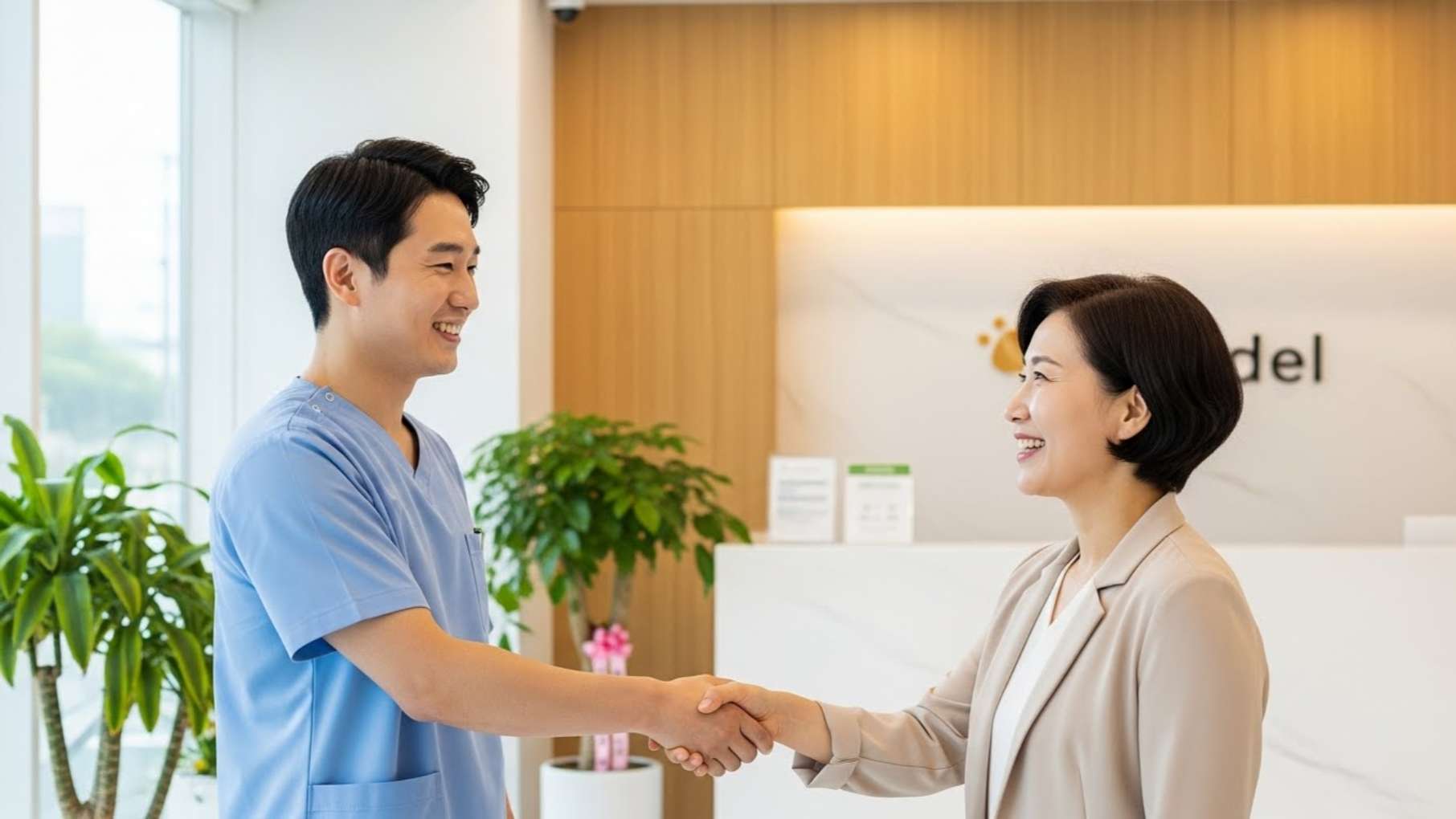 울산 드림연합치과에서 잇몸 정기 검진 후 상담을 마친 환자와 의료진