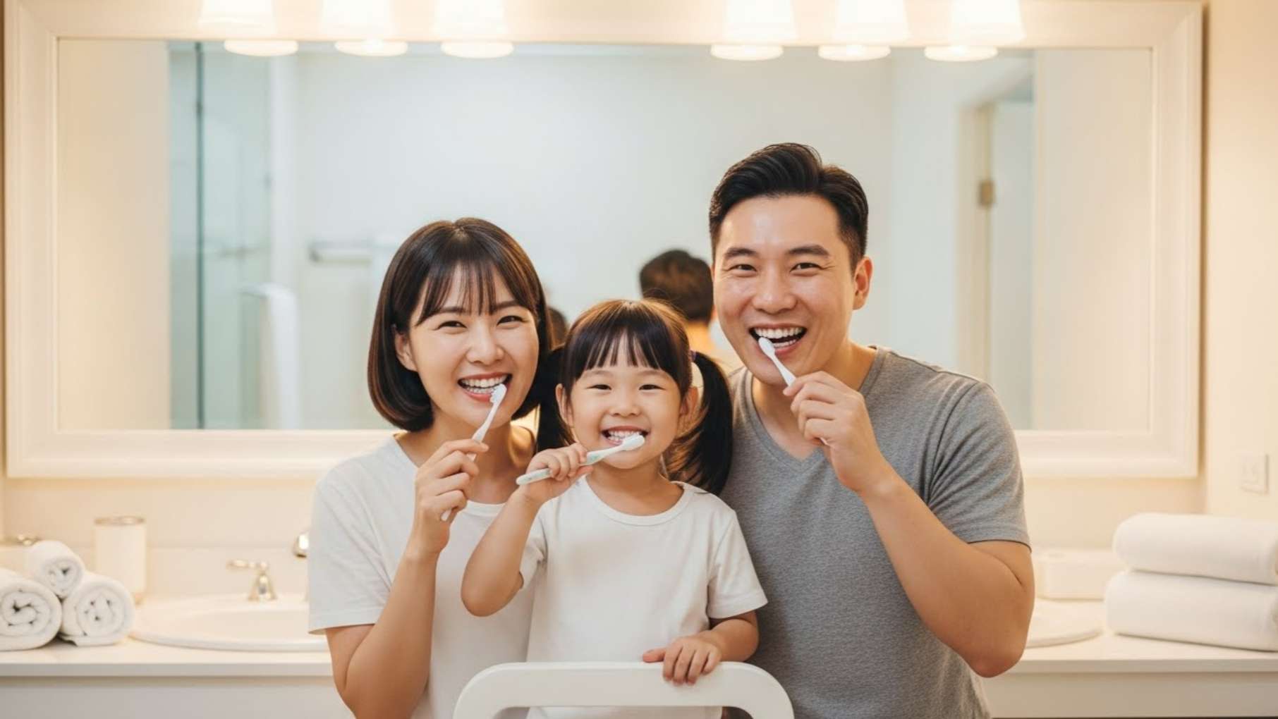 올바른 구강 관리로 튼튼한 잇몸과 밝은 미소를 가진 한국 가족