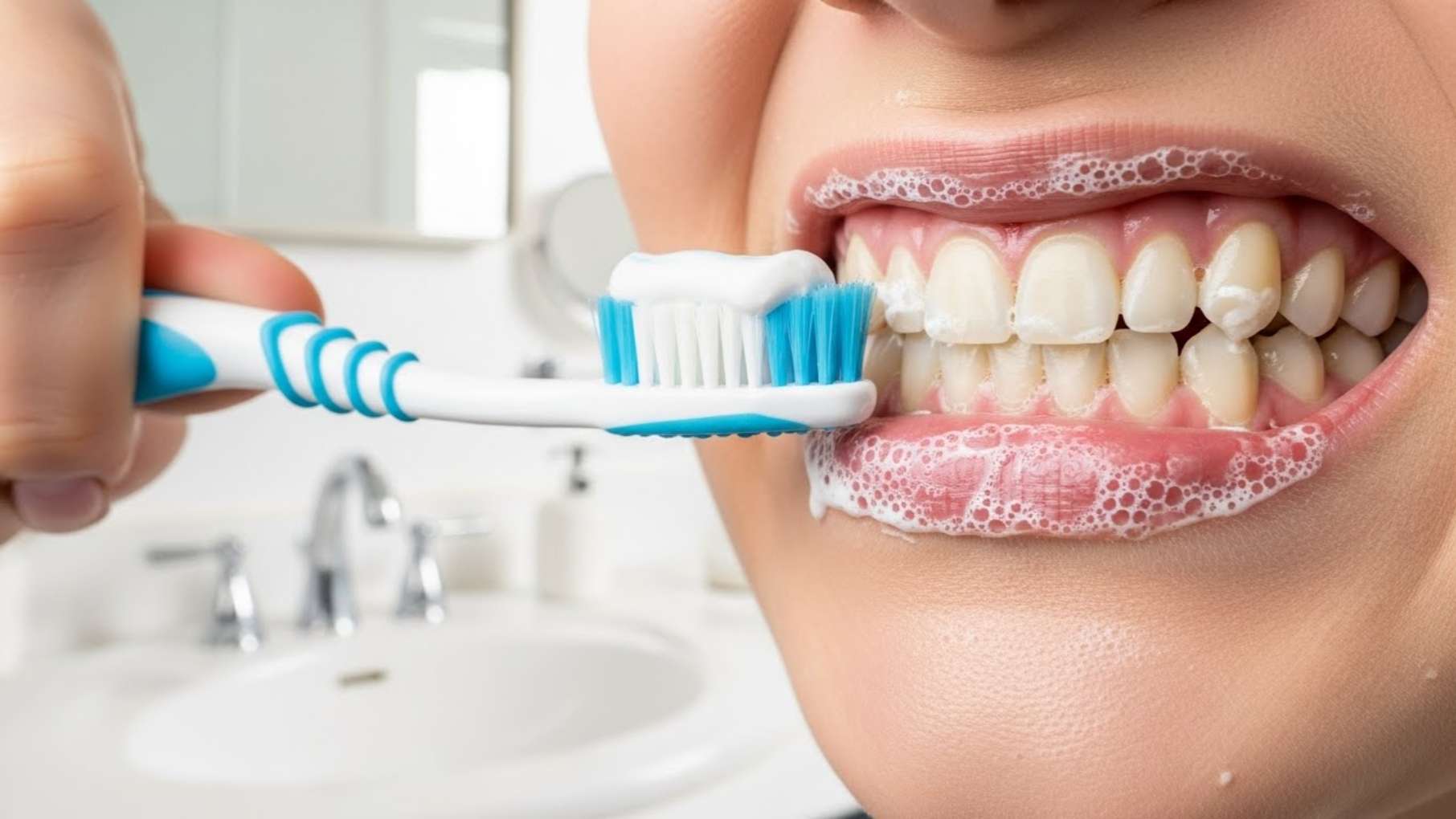 치아 마모를 유발하는 좌우로 세게 닦는 잘못된 양치질 습관