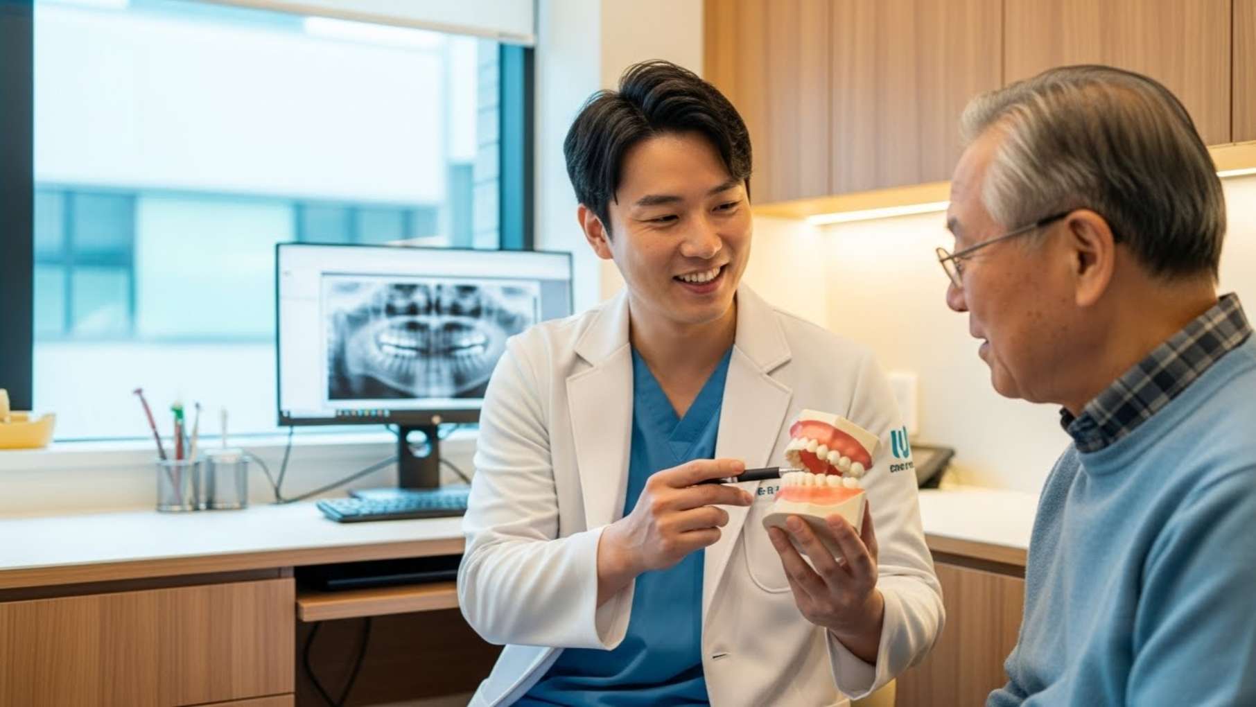 울산 남구 삼산동 드림연합치과에서 시린 이 원인을 설명하는 의료진