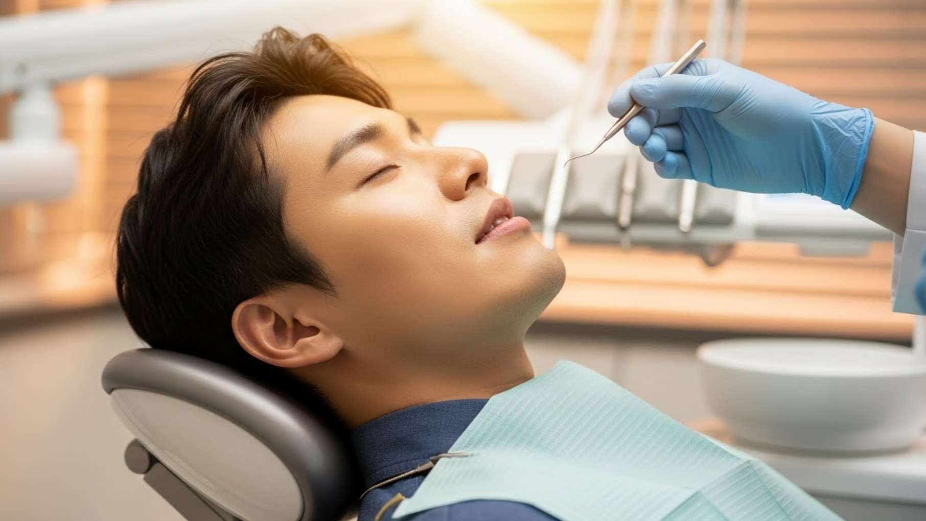 울산 드림연합치과에서 국소 마취 후 편안하게 잇몸치료를 받는 환자