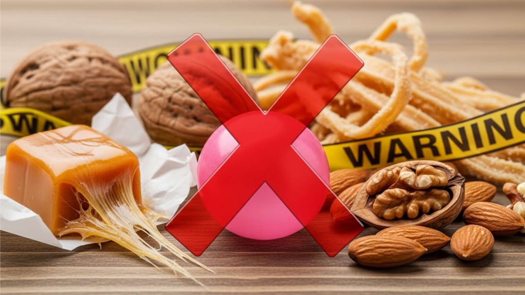 교정 장치 탈락을 유발하는 끈적하고 딱딱한 금기 음식 모음