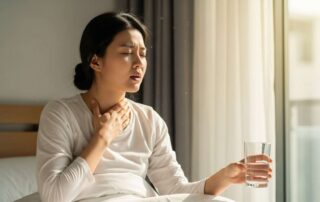 아침에 일어나 극심한 입 마름과 목 따가움을 느끼는 울산 여성 환자