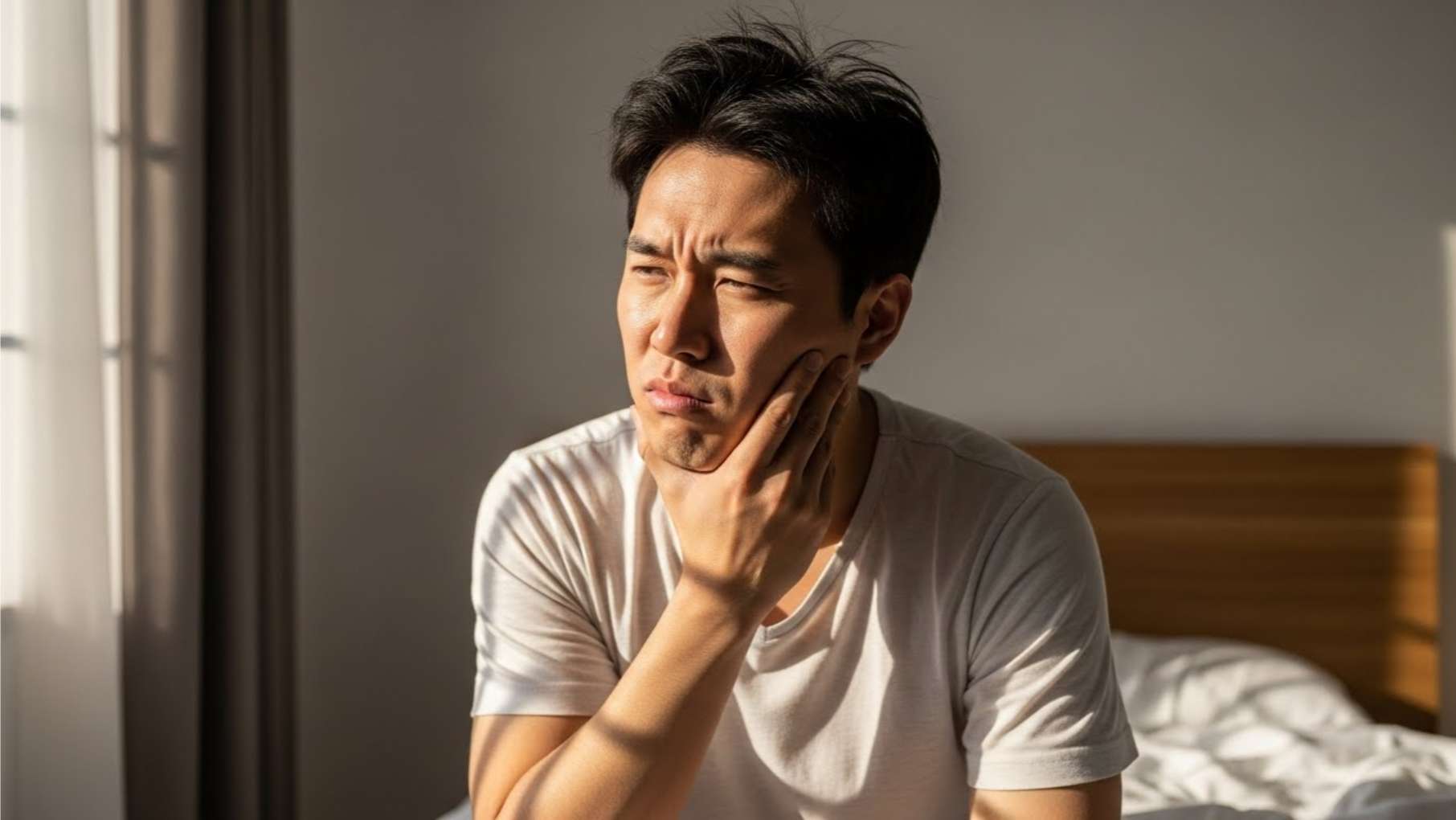 아침에 일어났을 때 턱관절 통증과 뻐근함을 느끼는 울산 남성 환자