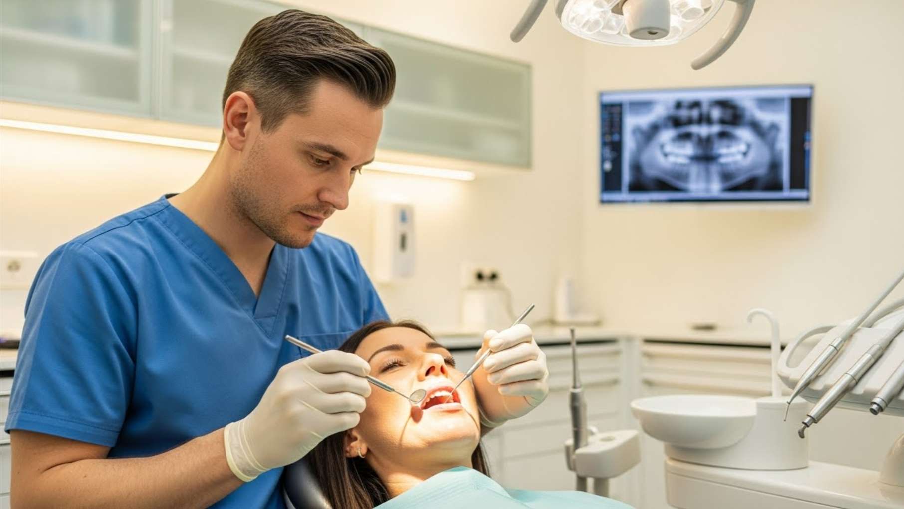 울산 드림연합치과에서 수술 부위 치유 경과를 꼼꼼하게 체크하는 모습