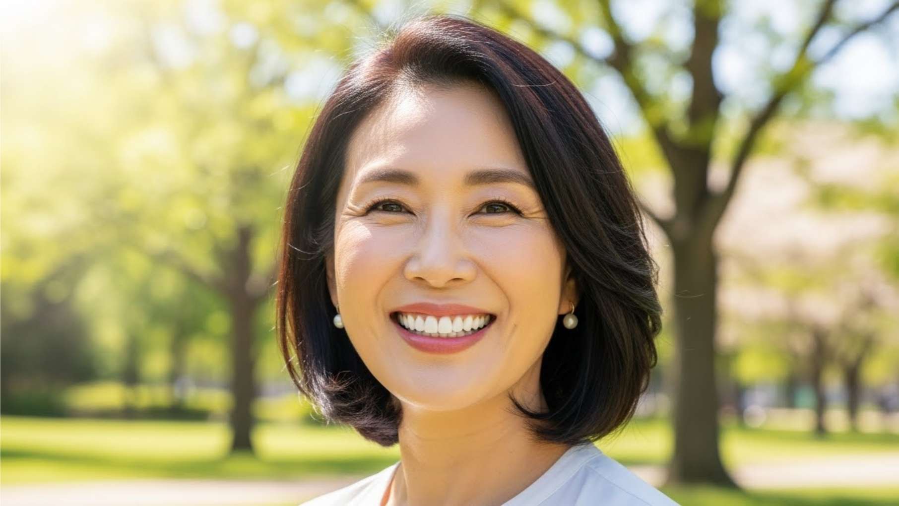 주의사항을 잘 지켜 성공적으로 임플란트 회복을 마친 환자의 환한 미소