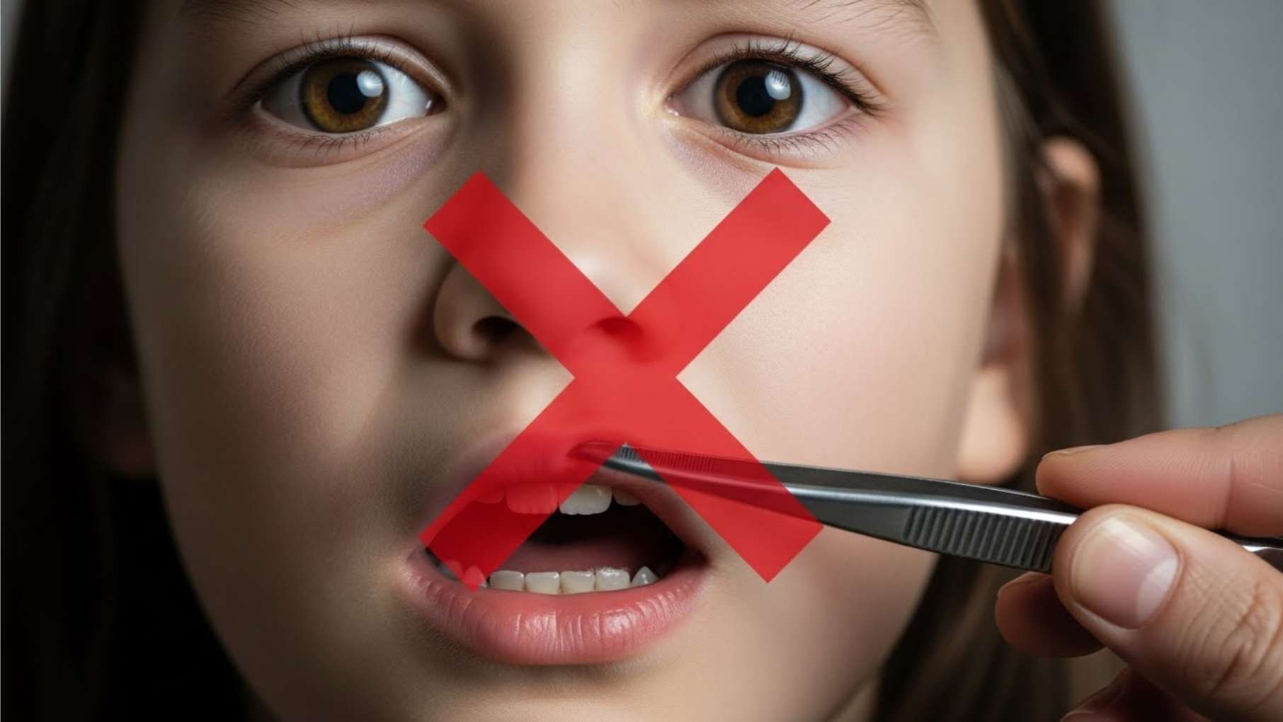 집에서 핀셋으로 잇몸 살을 억지로 뜯어내는 위험한 행동 경고