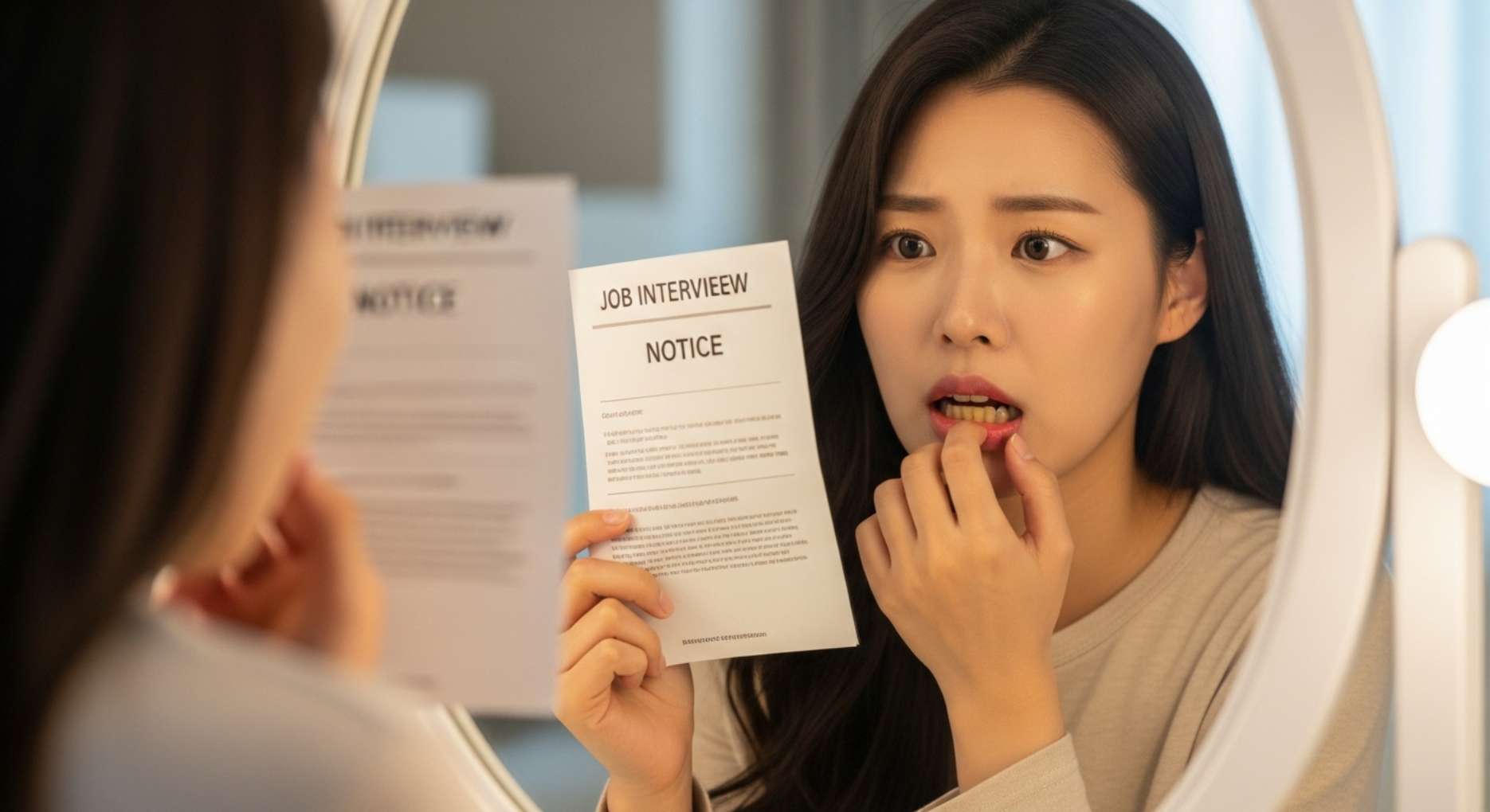 중요한 면접이나 결혼식을 앞두고 누런 치아 색상을 걱정하는 울산 여성