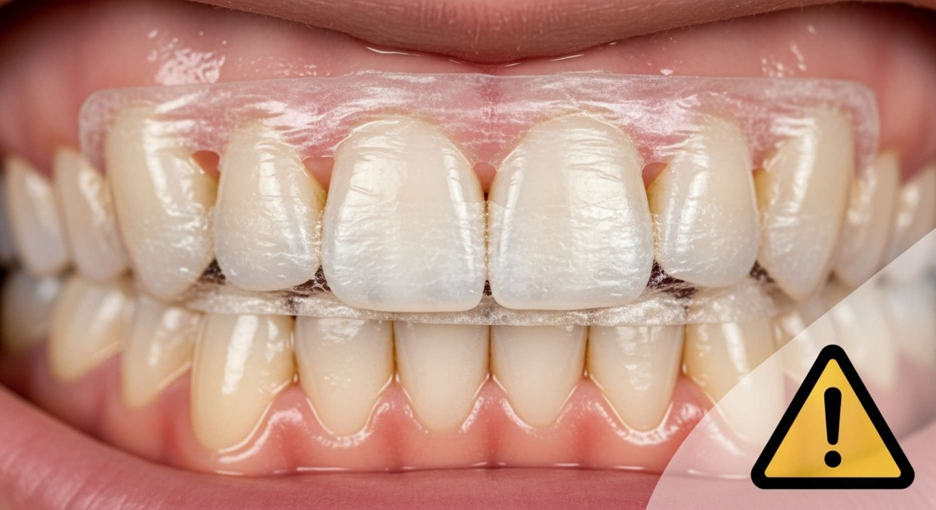치과미백vs자가미백4 치아에 밀착되지 않아 효과가 떨어지는 시중 미백 스티커의 단점