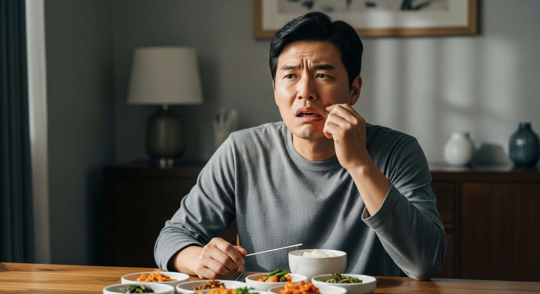 식사나 양치 중 임플란트 윗면에 생긴 검은 구멍을 발견하고 놀라는 환자