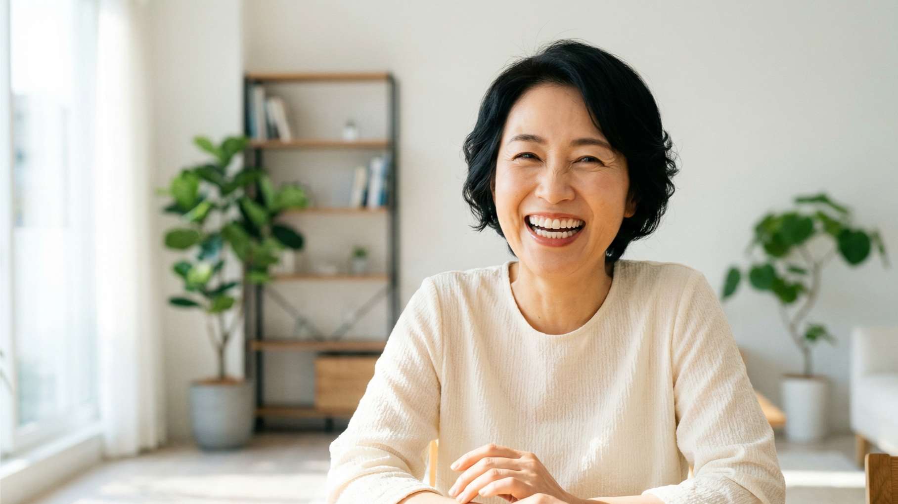 아말감을 교체하고 입안의 텁텁함과 불안을 해소한 환자의 상쾌한 미소