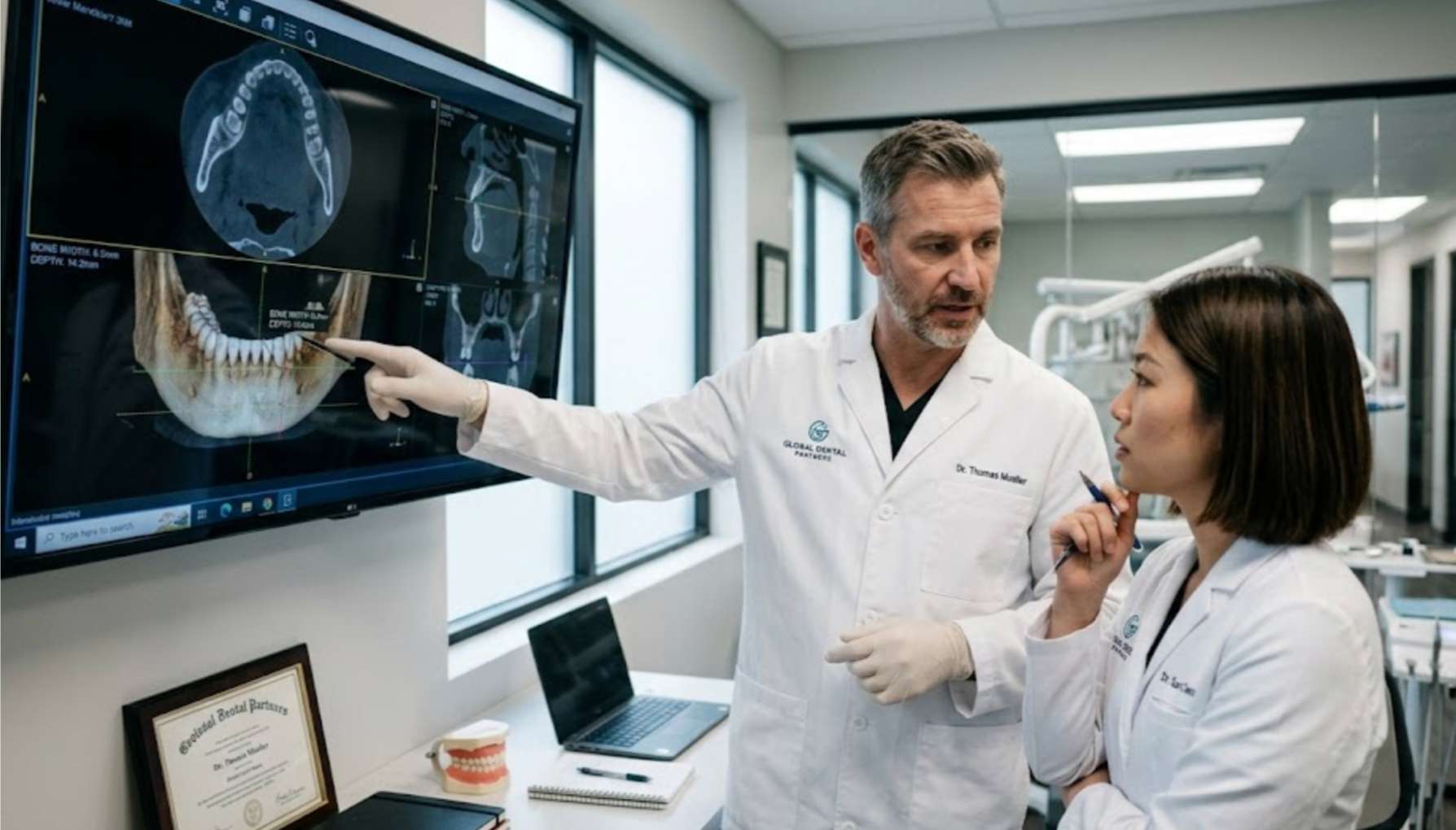 치아브릿지8 울산 드림연합치과 자체 기공소에서 지르코니아 브릿지를 제작하는 기공사