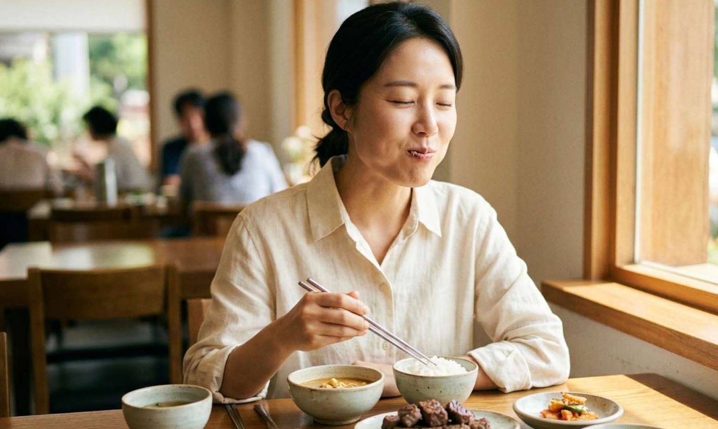 식사 중 한쪽 어금니로만 음식을 씹는 습관(편측저작)을 가진 여성