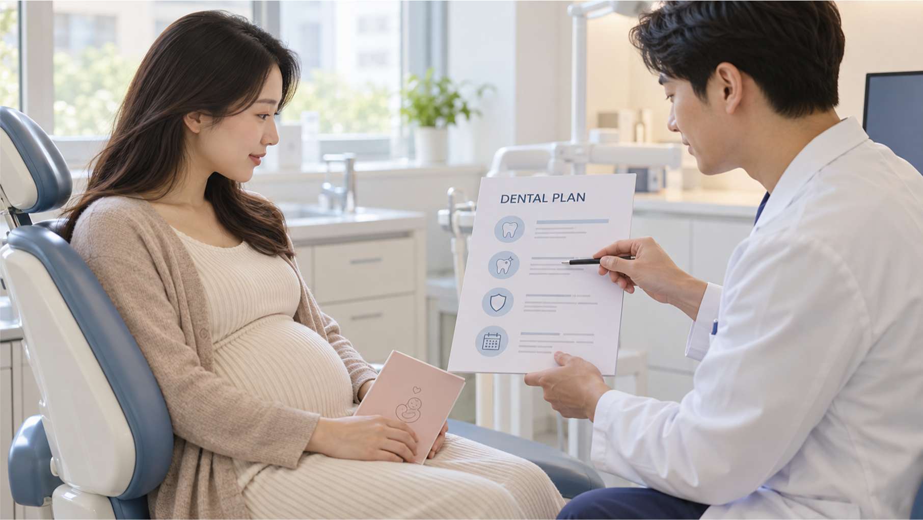임신 충 치과 치료3 임신 주수와 건강 상태를 알리고 치과치료 계획을 상담하는 임산부